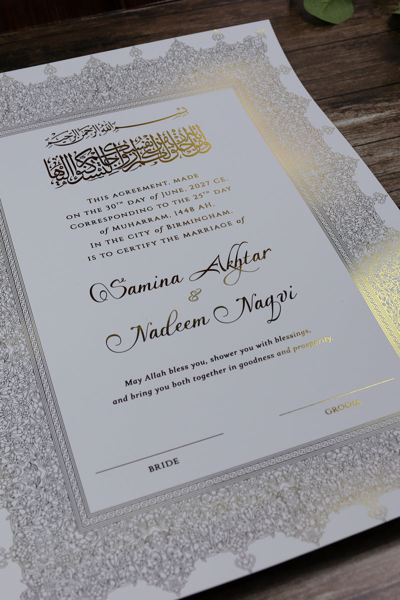 NK 153 Personalized Luxury A3 Gold Foiled Nikahnama