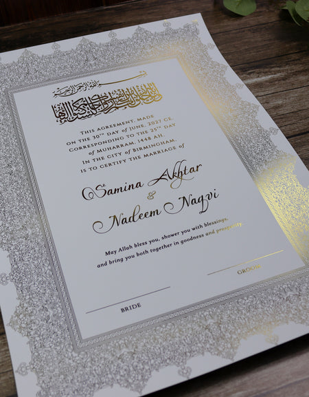 NK 153 Personalized Luxury A3 Gold Foiled Nikahnama