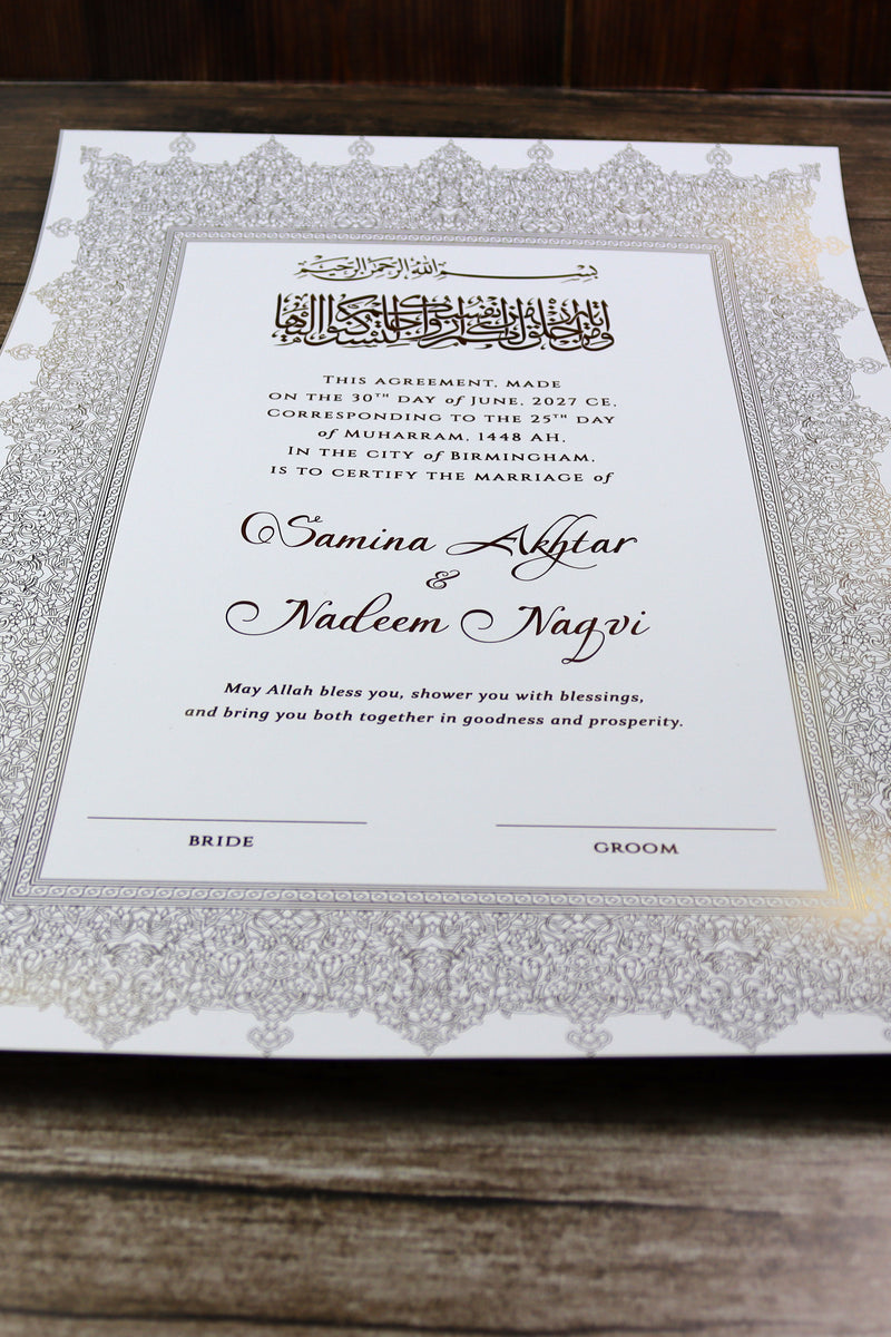 NK 153 Personalized Luxury A3 Gold Foiled Nikahnama