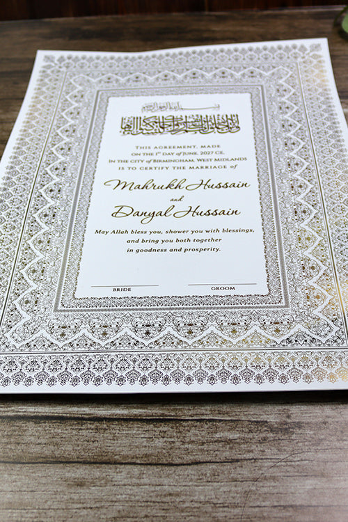 Load image into Gallery viewer, gold foiled nikah nama islamic art a3
