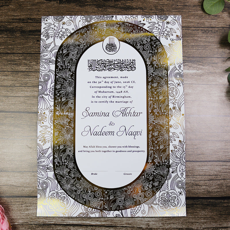 NK 155 Personalized Luxury A3 Gold Foiled Nikahnama