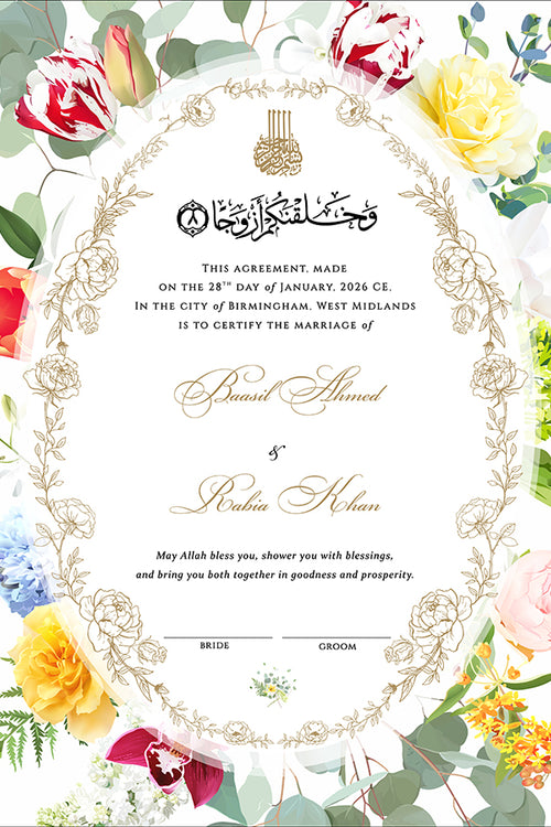 Load image into Gallery viewer, NK 158 Floral Personalized Nikah Nama
