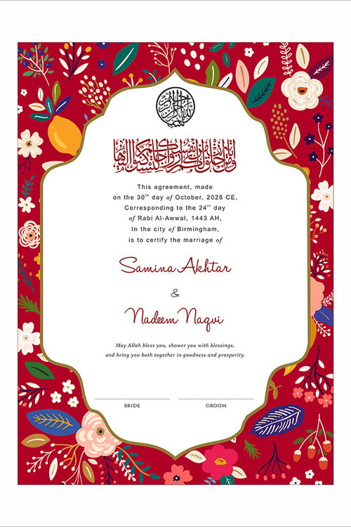 Load image into Gallery viewer, NK 159 Floral Personalized Nikah Nama
