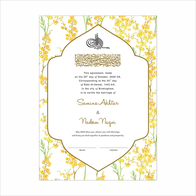 NK 160 Floral Personalized Nikah Nama
