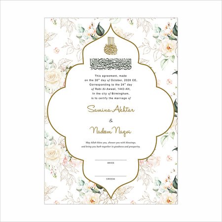 NK 161 Floral Personalized Nikah Nama