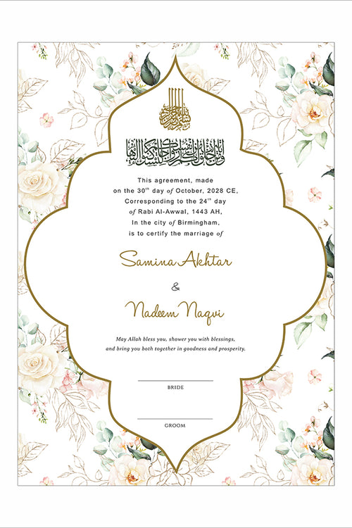 Load image into Gallery viewer, NK 161 Floral Personalized Nikah Nama
