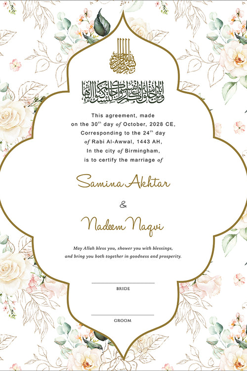 Load image into Gallery viewer, NK 161 Floral Personalized Nikah Nama
