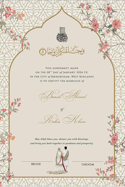 Load image into Gallery viewer, NK 162 Floral Personalized Nikah Nama
