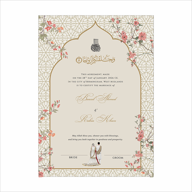 NK 162 Floral Personalized Nikah Nama