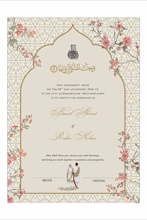 Load image into Gallery viewer, NK 162 Floral Personalized Nikah Nama
