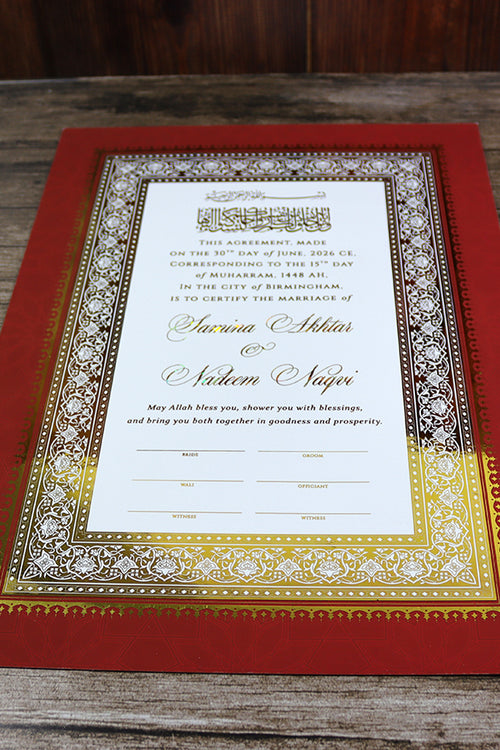 Load image into Gallery viewer, NK 201 Personalized Luxury A3 Gold Foiled Nikahnama
