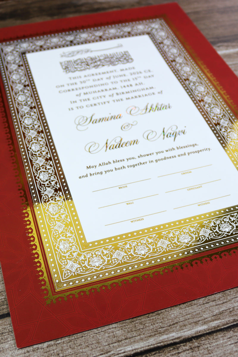 NK 201 Personalized Luxury A3 Gold Foiled Nikahnama