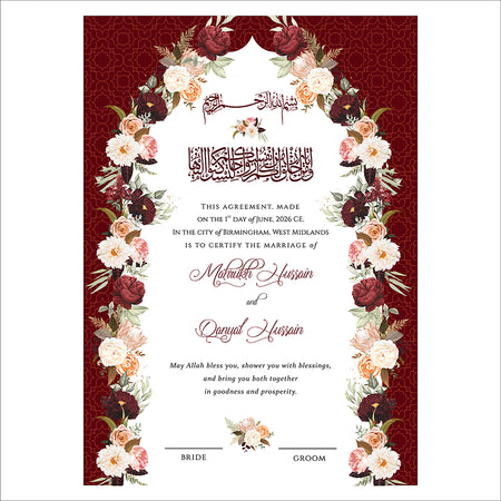 Pakistani Red & white flowers nikah nama in english