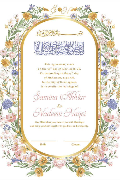 Load image into Gallery viewer, NK 140 Floral Personalised Nikah Nama
