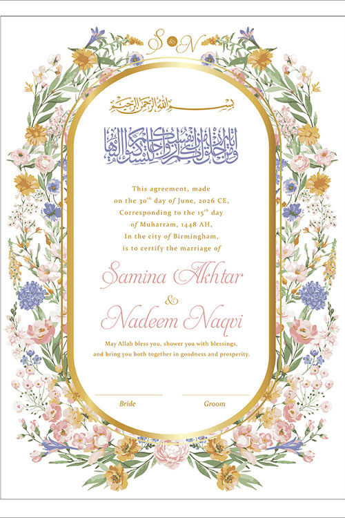 Load image into Gallery viewer, NK 140 Floral Personalised Nikah Nama
