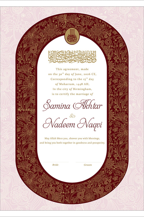 Load image into Gallery viewer, NK 142 Maroon Personalised Nikah Nama
