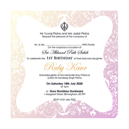 Sukhmani Sahib Paath Invitation in Pink