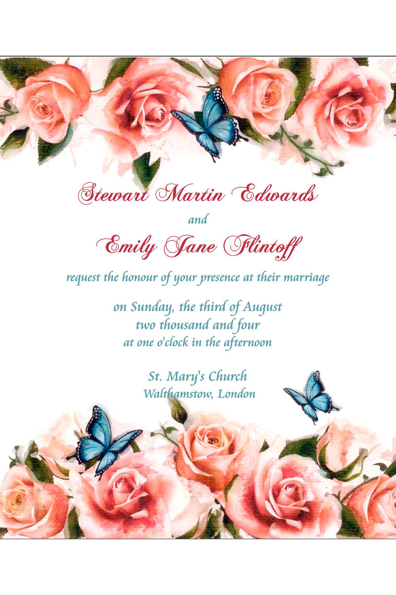 NZ 228 Simple Flat Peach floral budget wedding invitations