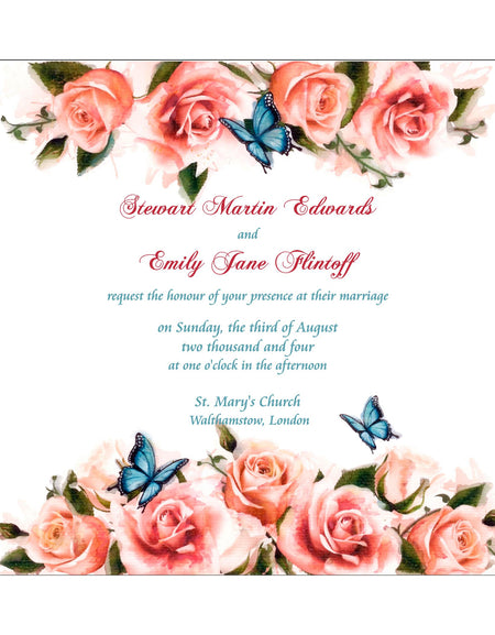 NZ 228 Simple Flat Peach floral budget wedding invitations