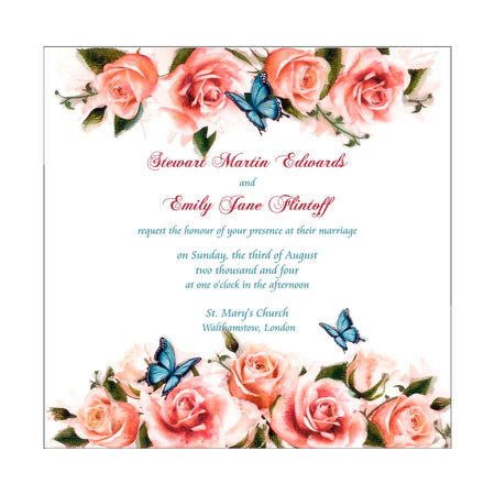 NZ 228 Simple Flat Peach floral budget wedding invitations