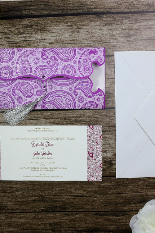 Load image into Gallery viewer, Pakistani Indian Asian Wedding Invitation is Purple PA 083 Lilac
