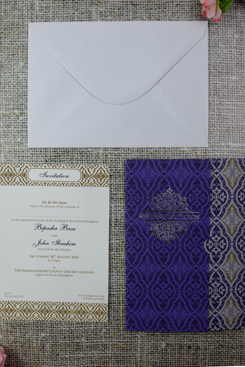 Load image into Gallery viewer, PBM WI Morrocan Tile Arabesque Blue Marriage Invite
