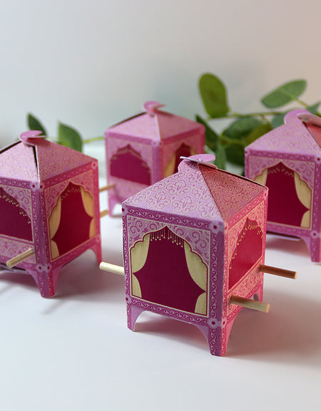 Doli-Shaped Favour Boxes Pink – Flat Pack Wedding & Mehndi Gift Boxes