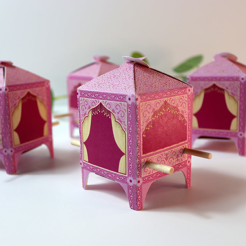 Doli-Shaped Favour Boxes Pink – Flat Pack Wedding & Mehndi Gift Boxes