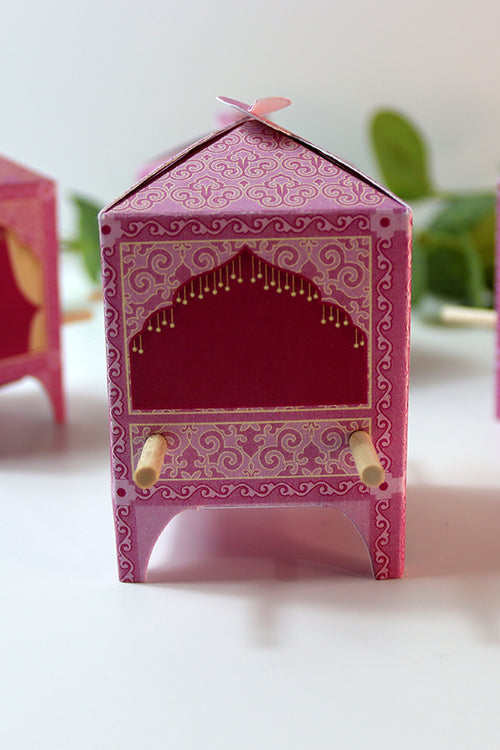 Load image into Gallery viewer, Doli-Shaped Favour Boxes Pink – Flat Pack Wedding &amp; Mehndi Gift Boxes
