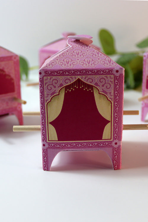 Load image into Gallery viewer, Doli-Shaped Favour Boxes Pink – Flat Pack Wedding &amp; Mehndi Gift Boxes
