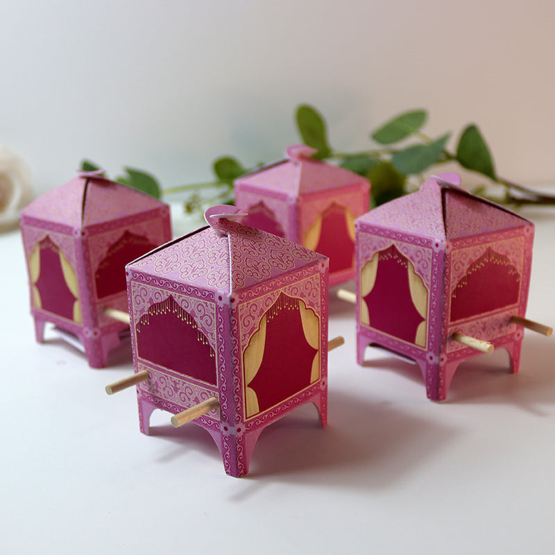 Doli-Shaped Favour Boxes Pink – Flat Pack Wedding & Mehndi Gift Boxes