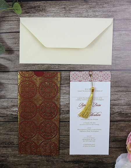 Foiled seamless geometric pattern invitation RWB Red