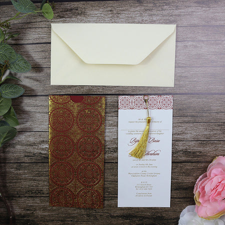Foiled seamless geometric pattern invitation RWB Red