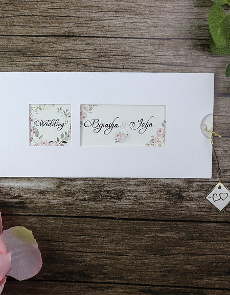 Landscape Pocket Floral Twin windows Invitation in White - RWB White