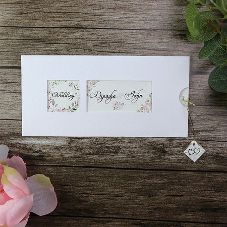 Landscape Pocket Floral Twin windows Invitation in White - RWB White