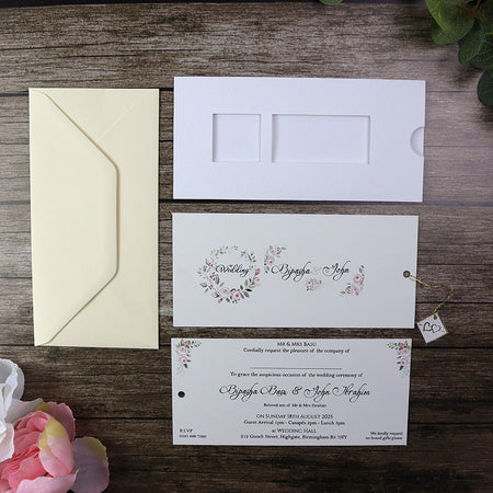 Landscape Pocket Floral Twin windows Invitation in White - RWB White