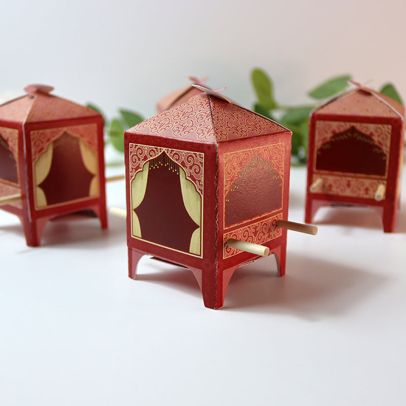 Doli-Shaped Favour Boxes Red – Flat Pack Wedding & Mehndi Gift Boxes