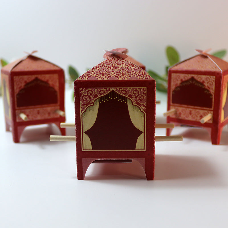 Doli-Shaped Favour Boxes Red – Flat Pack Wedding & Mehndi Gift Boxes