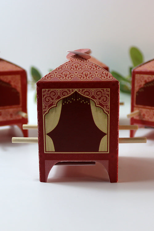Load image into Gallery viewer, Doli-Shaped Favour Boxes Red – Flat Pack Wedding &amp; Mehndi Gift Boxes
