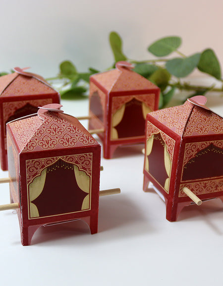Doli-Shaped Favour Boxes Red – Flat Pack Wedding & Mehndi Gift Boxes