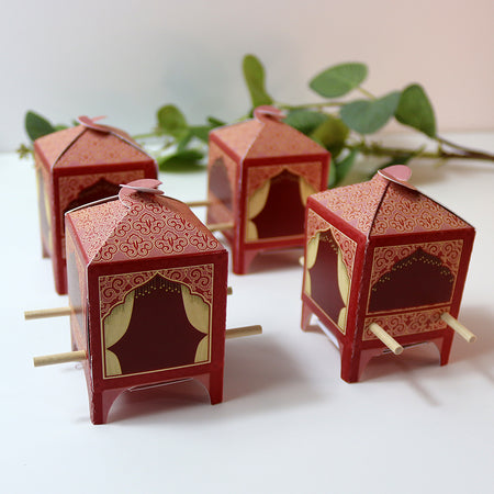 Doli-Shaped Favour Boxes Red – Flat Pack Wedding & Mehndi Gift Boxes