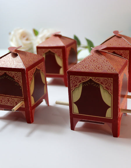 Doli-Shaped Favour Boxes Red – Flat Pack Wedding & Mehndi Gift Boxes