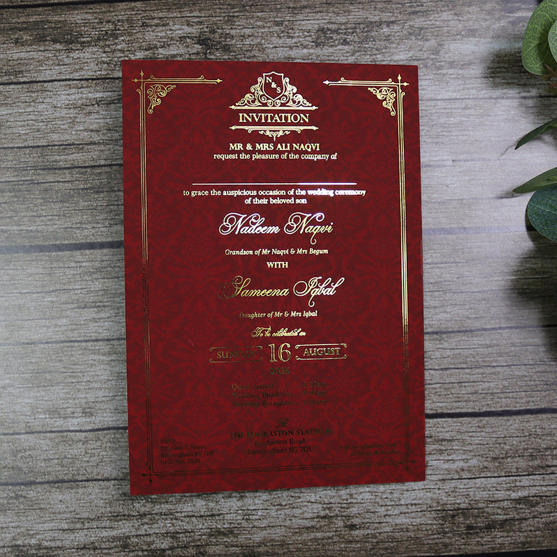Luxury Gold Foil Invitation with Wax Seal & Dried Flowers TFC 102