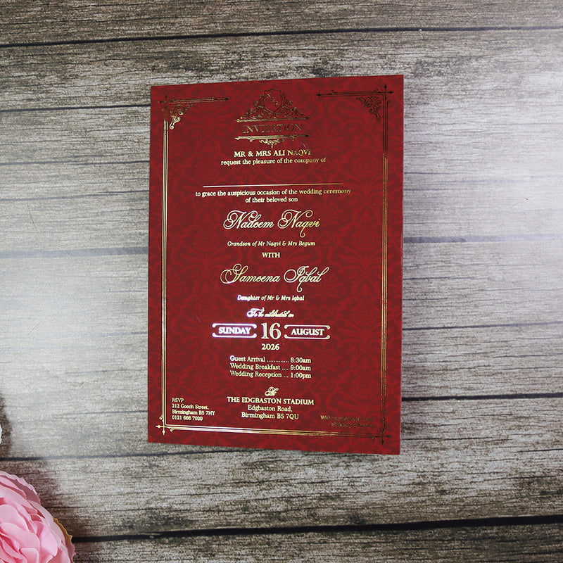 Luxury Gold Foil Invitation with Wax Seal & Dried Flowers TFC 102