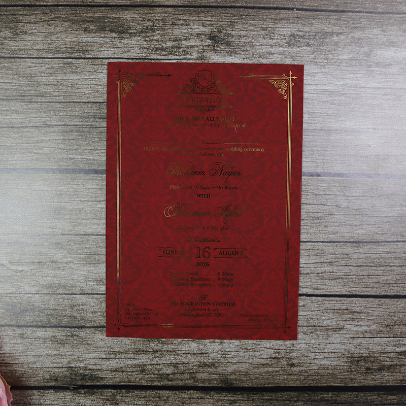 Luxury Gold Foil Invitation with Wax Seal & Dried Flowers TFC 102