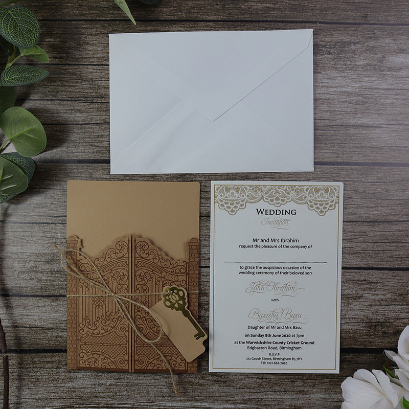 SC 2002 Brown Kraft gate style Invitation