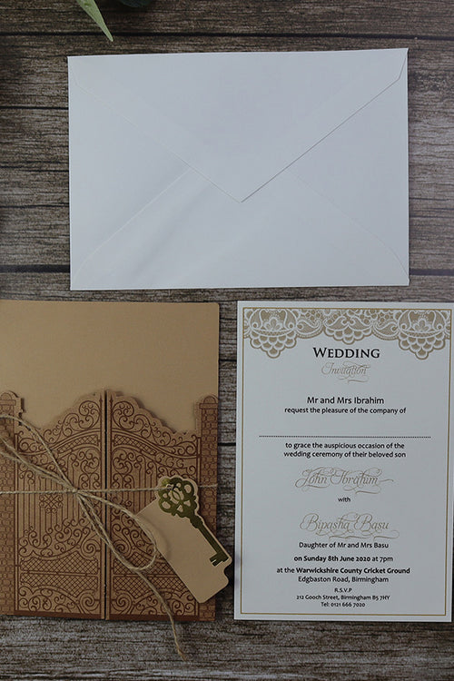 Load image into Gallery viewer, SC 2002 Brown Kraft gate style Invitation
