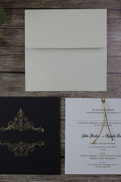Load image into Gallery viewer, Regal Black and Gold Pocket Invitation SC 2003
