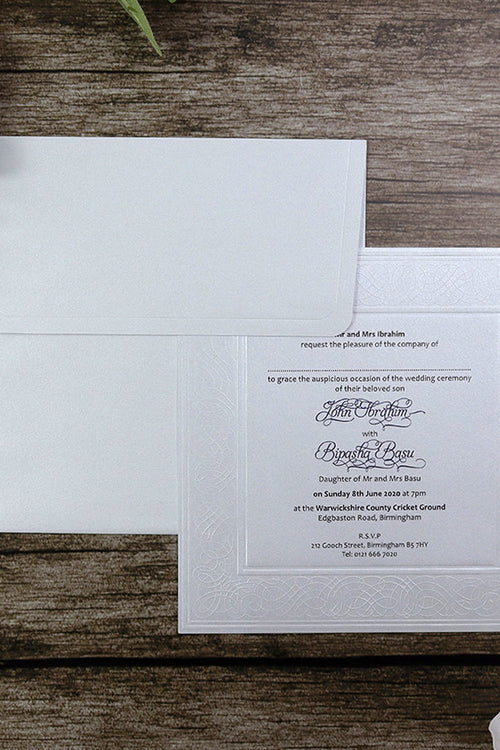 Load image into Gallery viewer, SC 2566 Pearl White embossed square invitation
