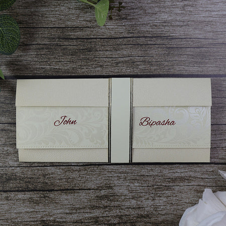 SC 2619 Elegant Ivory Band floral Wedding Invitation Design